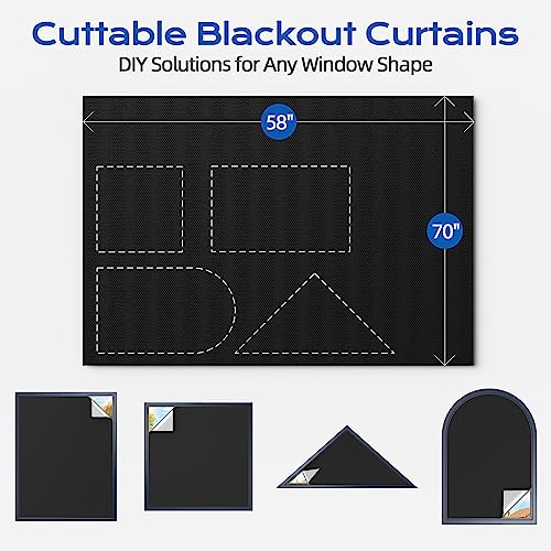 Blackout Curtains for Bedroom (Black / 58"W x 70"H)