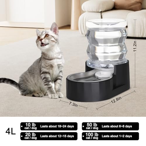 4L Gravity Cat Water Dispenser (4L / Dark Black)
