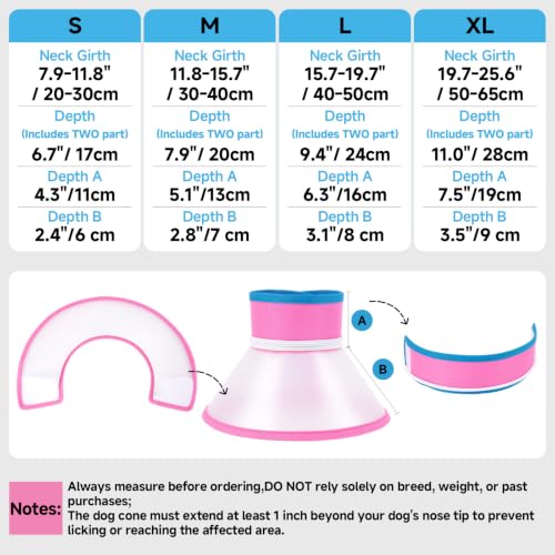 Dog Cone Collar to Stop Licking (Pink / S)