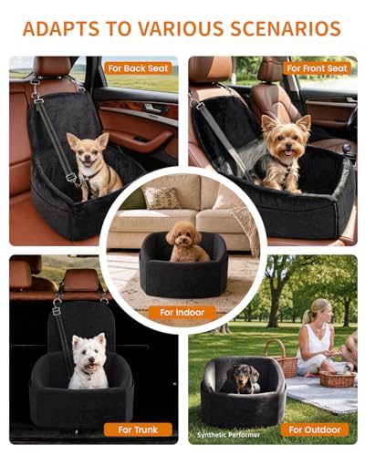 Dog Booster Car Seat with Extend Backrest for Small Medium Pet (Black / 18.5"l X 18.5"w X 22"h)