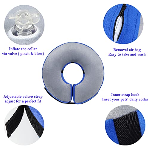 Protective Inflatable Recovery Collar (Blue-Grey / X-Large (Neck: 18"-24"))