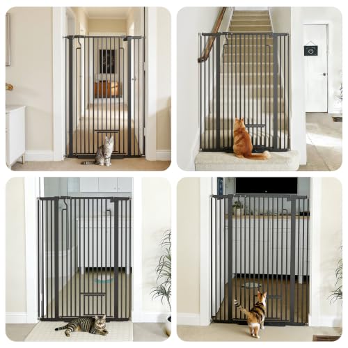 53in Extra Tall Cat Gate for Doorway (Black / 53" Tall, 29.5-40.6" Wide)