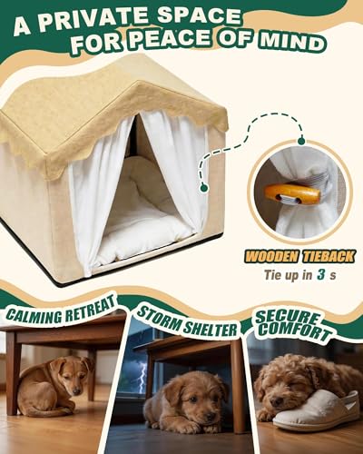 Boho Dog House Indoor (XL (29"×29"×29") / Beige)