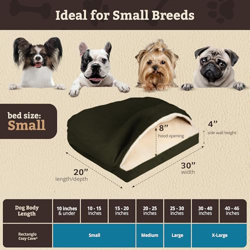 Rectangle Cozy Cave Dog Bed (Olive / Small)