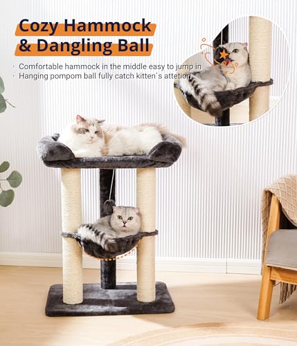 28" Cat Tree Large Bed for Big Cats (Gray)