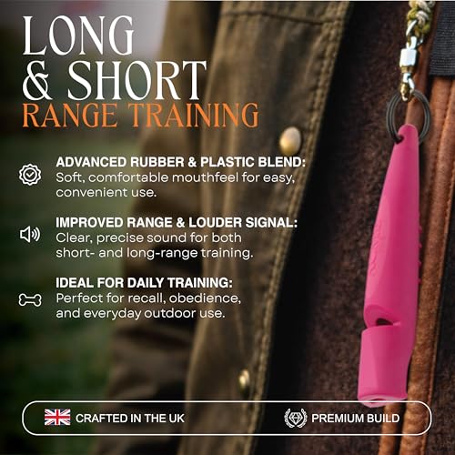 Alpha 211.5 Professional Dog Training Whistle with Enhanced Ergonomic Grip. BPA (Magenta Pink)