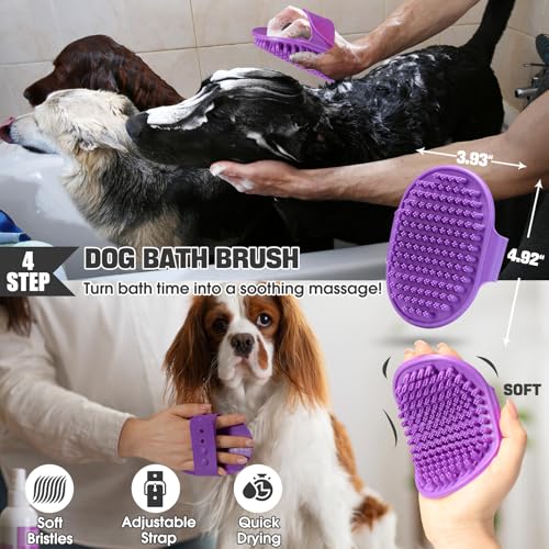 Dog Slicker Brush for Dogs Grooming Kit 5PCS Long Haired Doodles (Purple)