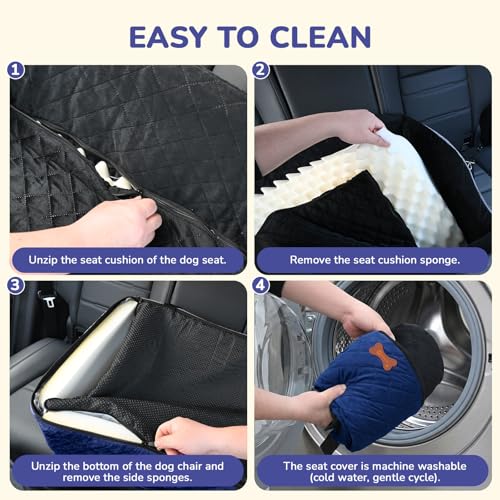Dog Car Seat for Medium Large Dogs (Navy Blue / Large)