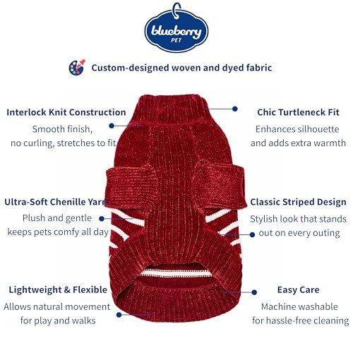 Cozy Soft Chenille Classy Striped Dog Sweater in Burgundy Red (12 inch / Burgundy Red)