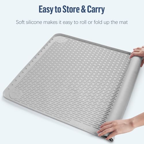 Pee Pad Holder for Dogs 34''x22'' Silicone Puppy Pee Pad Tray (Light Grey)