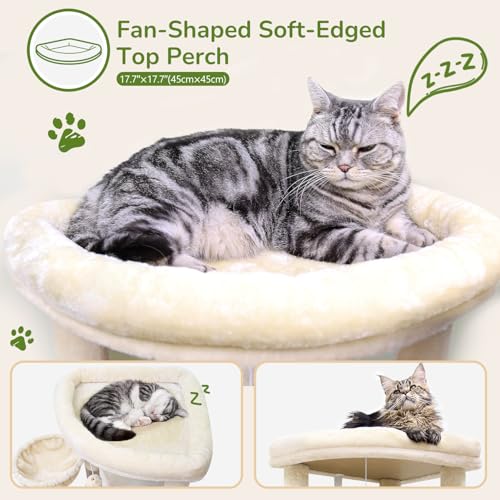Corner Stable Cat Tree Tower with Scratching Post (51inch / Beige)