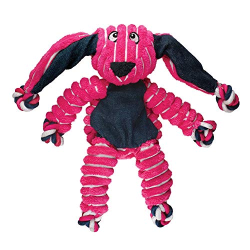 Floppy Knots Durable No‑Stuffing Squeaky Rope & Plush Dog Toy (Bunny / Small/Medium)