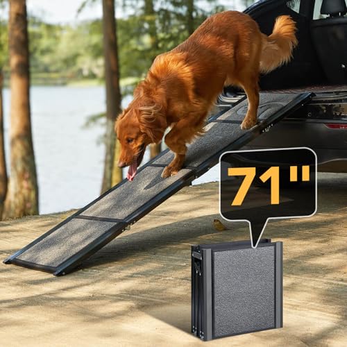 Dog Ramp for Cars (71" L x 17.2" W with Dog Pattern Upgraded)
