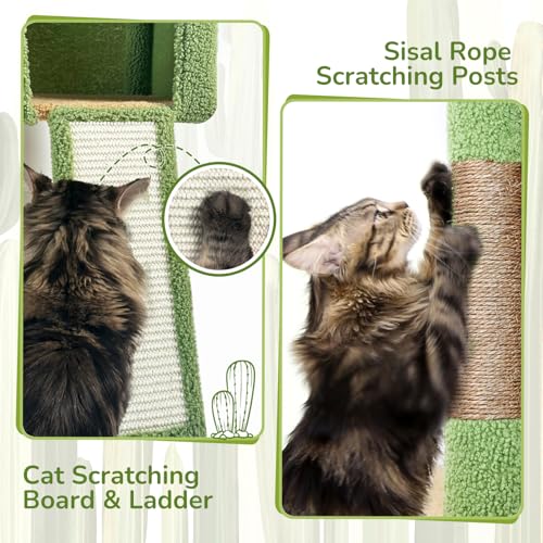 F70 Pro Cactus Heavy Duty Cat Tree Tower for Indoor Large Cats (70inch / Cactus Green)