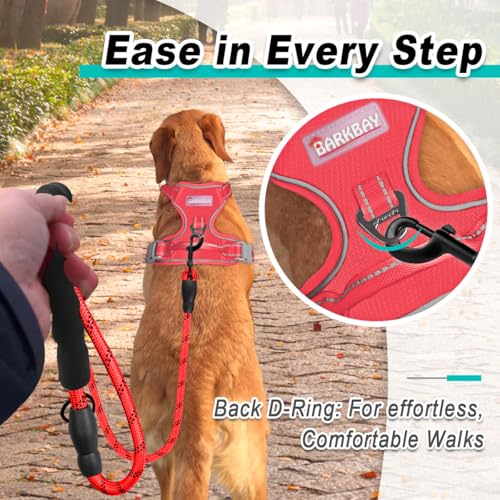 Dog Harness for Large Dog No Pull Mesh 2 Clips Dog Vest (Large / Red-Mesh)