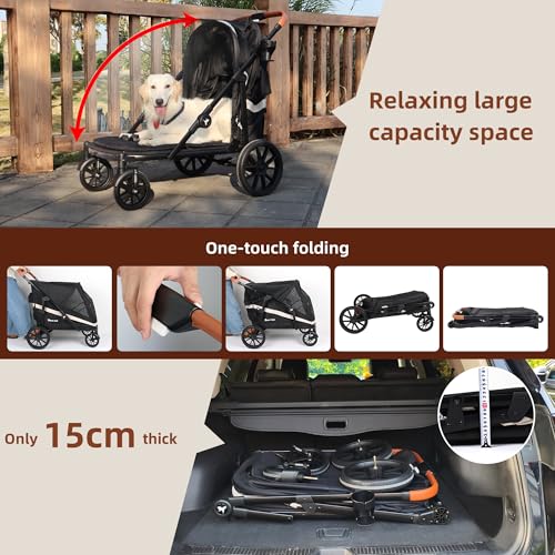 Dog Stroller for Large Dogs One (Black / Large)