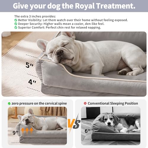 FAIRYPET Orthopedic Dog Bed for Medium to Large Dogs & Cats (grey)