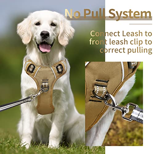 Dog Harness Dog Harness for Small Medium Large Dogs No Pull Adjustable Padded Reflective Harness with Handle for Walking Training (XS / Brown)