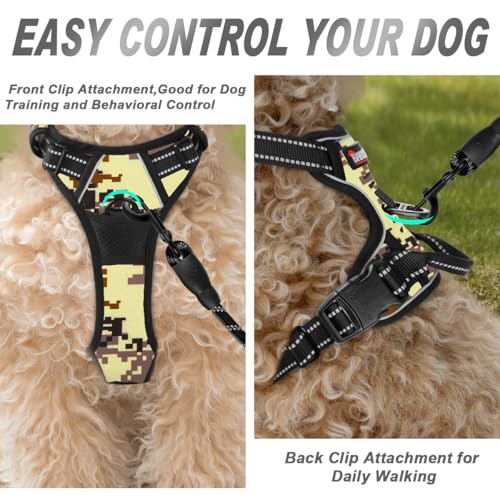 Dog Harness No Pull for Small Sized Dog Front Back Clips (X-Small(Chest:15.5-19.5”) / Desert Camo)