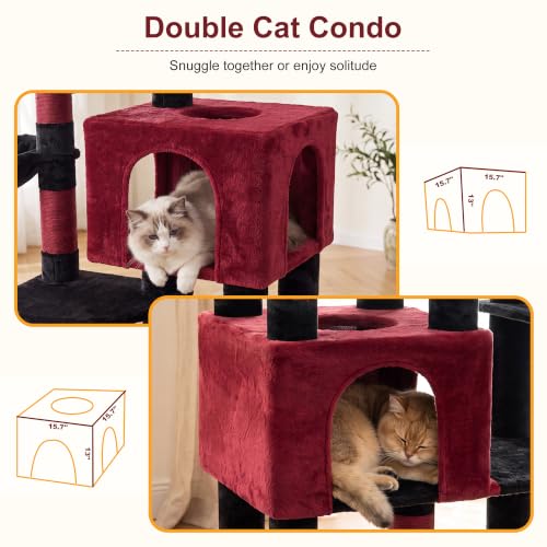 Cat Tree, 76-Inch Tall Heavy Duty Cat Tower for Big Cats HCT039BR (Black and Red / 76.8 inch)