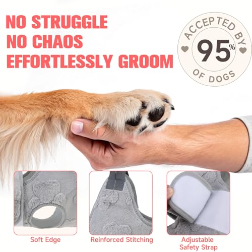 Dog Grooming Hammock Harness for Dogs & Cats with Pet Nail Clipper Trimmer (S / Grey 1)