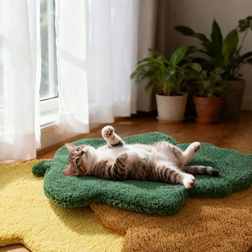 3 Pack Self Warming Pet Bed Leaf Shape Self Heating Cat Dog Mat Washable Thermal Sleeping Pad for Indoor Outdoor Hedgehog (Mixed Colors / Large-19"x29")
