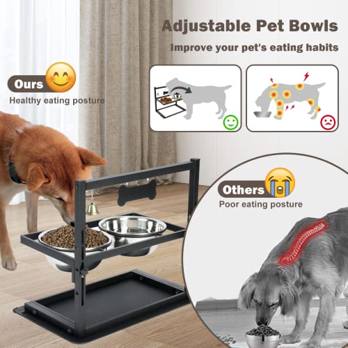 Elevated Dog Bowls with Slow Feeder for Large Dogs (Black - Slow Bowl & Mat / Large Dogs)