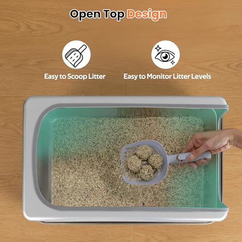 Stainless Steel Litter Box with Metal Lid and Scoop (XL-:22.8"x14.9"x9.8")