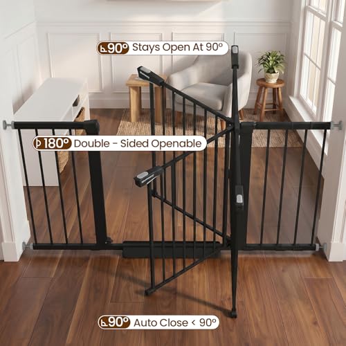 29.7 54.2" Baby Gate for Stairs (Black / 29.7-54.2"W x 30"H)