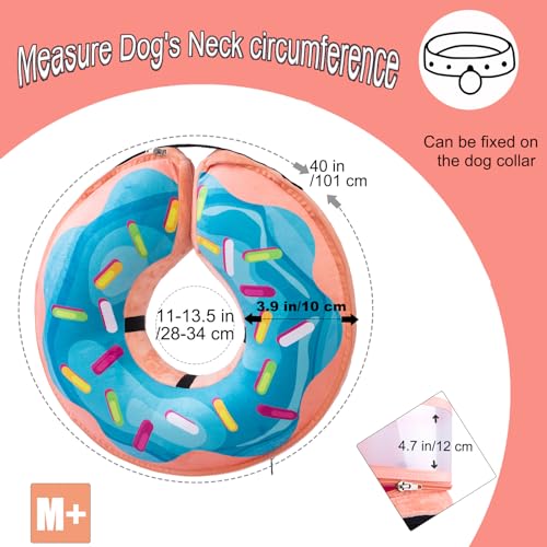 Inflatable Dog Cone Collar with Enhanced Anti (Medium+ / Donut Blue)
