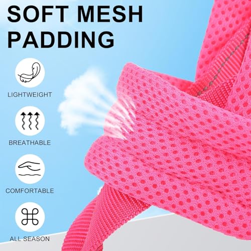 Small Dog Harness and Leash Set (Dark pink / S: Chest 17.5"-22")