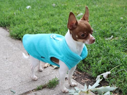 Dog Fleece Vest Sweater with Leash Ring (XL (17-25lbs) / Turquoise)