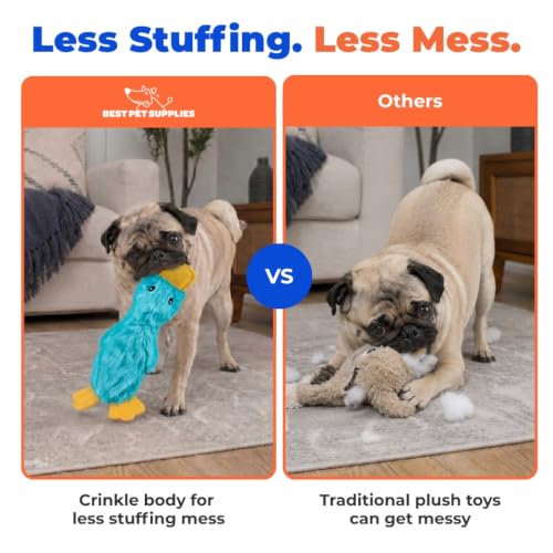 Interactive Squeaky Dog Toy (aCrinkle Duck (Turquoise) / Large)