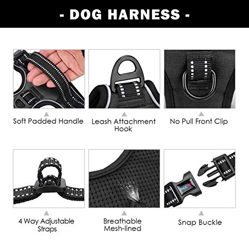 No Pull Dog Harnesses for Small Dogs Reflective Adjustable (Extra Small / Black)
