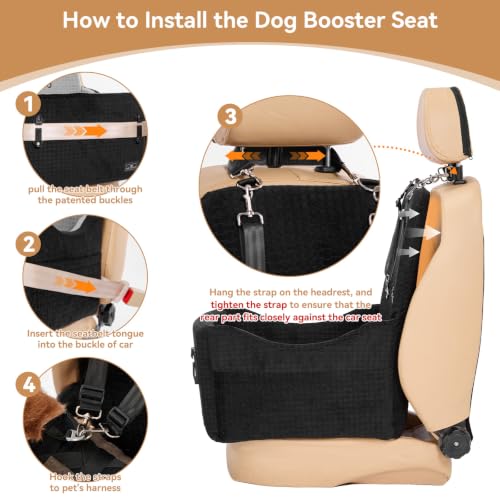 Dog Car Seat with Patented Safety System (Black / Medium)