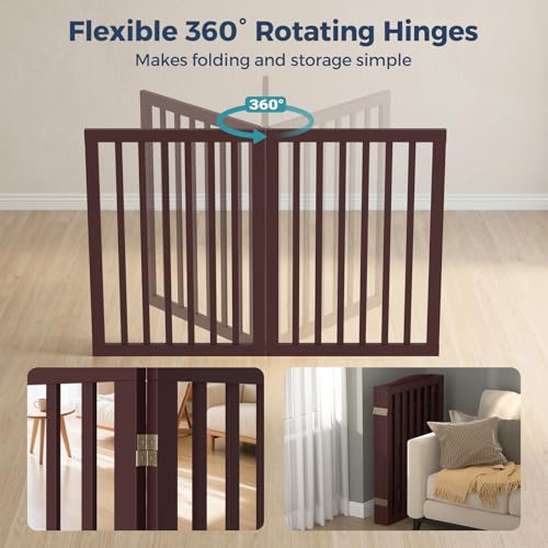 Dog Gate Indoor (Espresso / 132.3"Wx30"H, 6 Panels w/ Door)