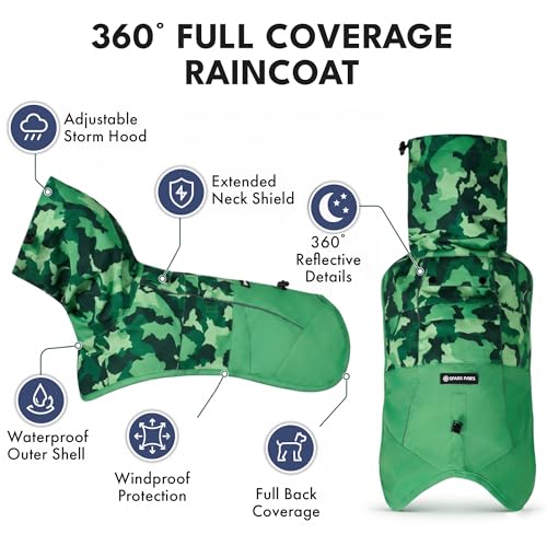 Dog Raincoat Waterproof Rain Jacket w (Camo Green / Large)