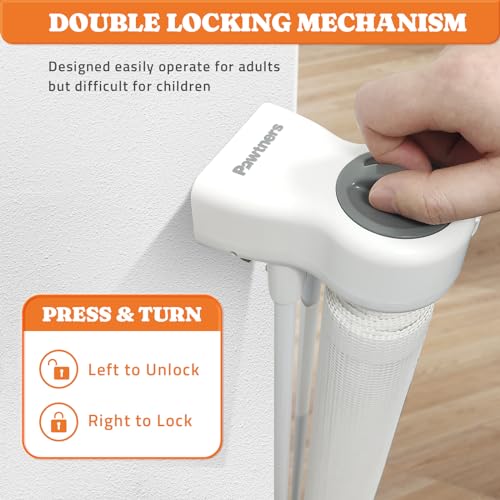 Retractable Baby Gates Extra Wide (White / 41" Tall x 120" Wide)