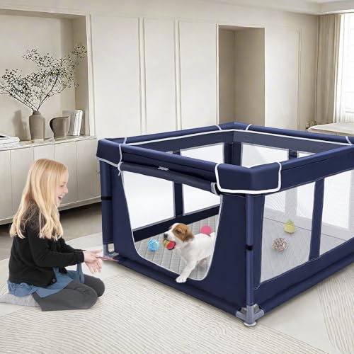 42 × 42 inch Dog Playpen with Pee Pad (Royal Blue)
