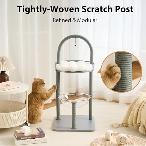 34" Modern Cat Tree Furniture for Indoor Small & Medium Cats (Dove Gray-34")