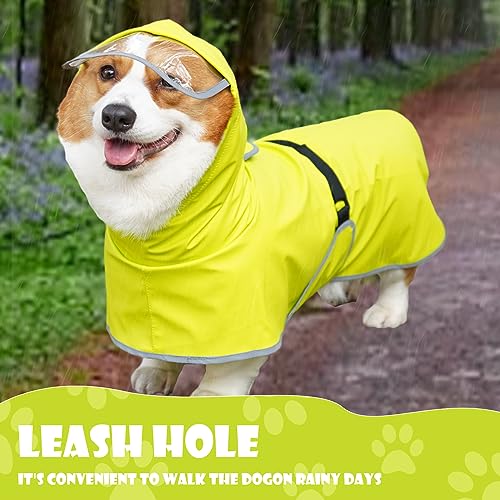 Dog Raincoat with Clear Hood (Small(Label Size:L) / Neon Green)