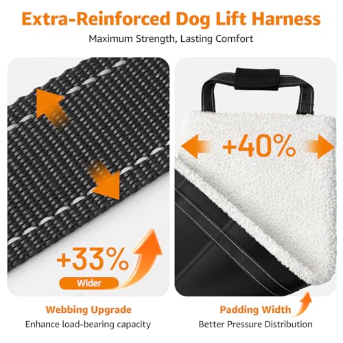 Dog Sling for Extra Large Dogs Hind Leg Support Weak Rear Leg Aid (Black / XX-Large)