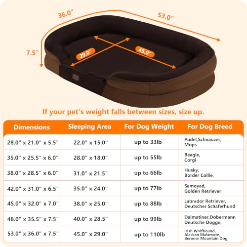 Orthopedic Waterproof XXX (XXX-Large(53 x 35.8 x 7.5 inch) / Brown)