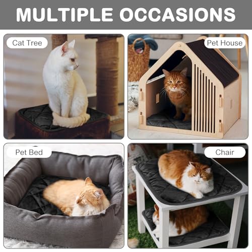 4 Pack Self Heating Cat Pad Self Warming Dog Mat Reflects Body Heat Extra Warm Thermal Pet Pad Washable Dog Cat Bed Crate Bed Mat Blanket (16 x 16 Inch / Black)