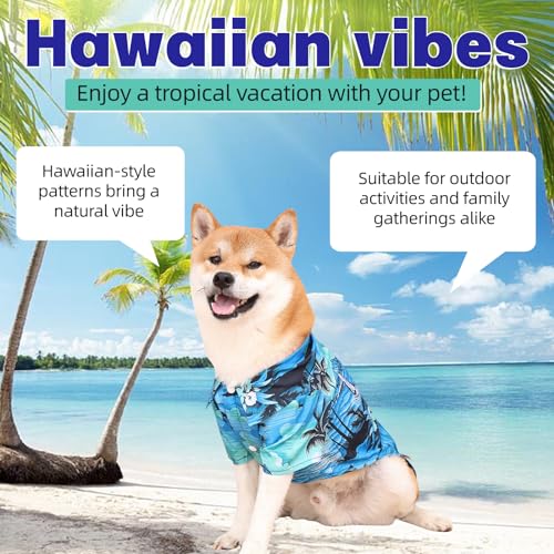 Dog Shirts Hawaii Dog Clothes for Small Medium Large Dogs Owner and Pet Shirts are Sold Separately (XL-(18.1-30lb)-Chest~26" for Pets / Blue Only for Pets)