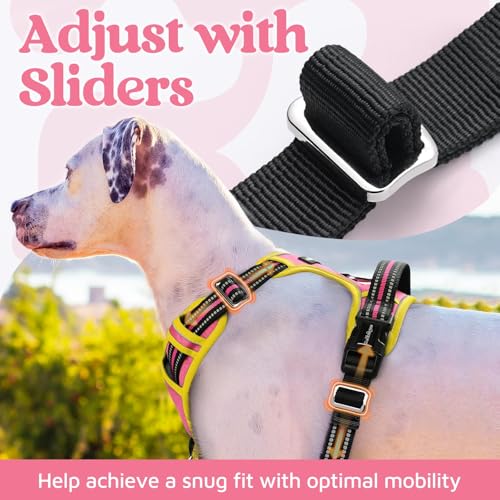 Dog Harness Small Sized (Pink & Yellow / Small)