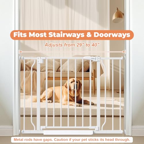 Baby Gate Auto Close (White / 29-40"Wide, 28"Tall)