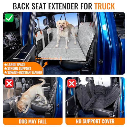 Dog Car Seat Cover for Back Seat (Gray / XL-for Full Size Truck)