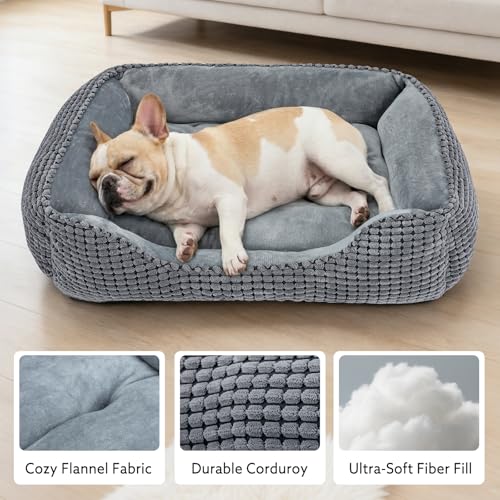 Dog Bed for Large Medium Small Dogs (Grey / M(25’’x 21’’x 8’’))