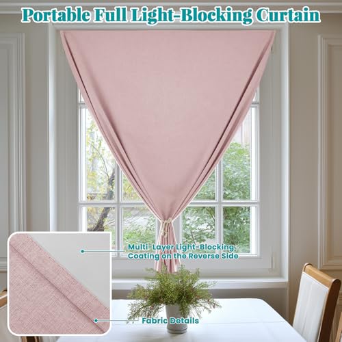 100% Self Adhesive Blackout Curtains (52"W x 72"L (Pack of 1) / Light Pink)